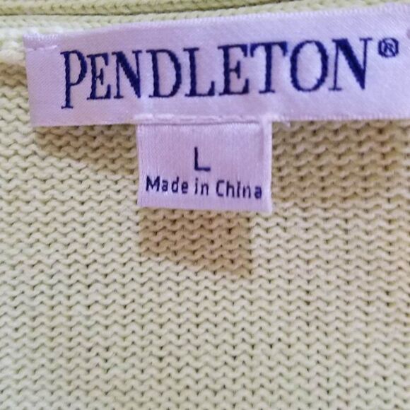 Pendleton Lime Green Cotton Cardigan with pockets size Large - Picture 2 of 8